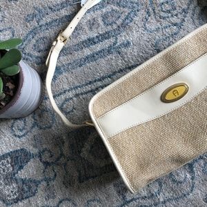 Etienne Aigner Tan & Beige Woven Shoulder Bag